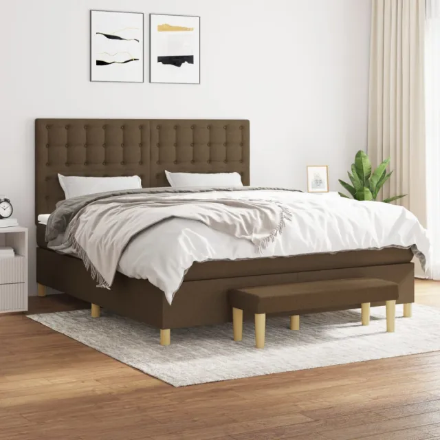 vidaXL Boxspring met matras stof donkerbruin 160x200 cm bruin