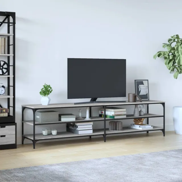 vidaXL Tv-meubel 200x30x50 cm bewerkt hout metaal grijs sonoma eiken, foto 2