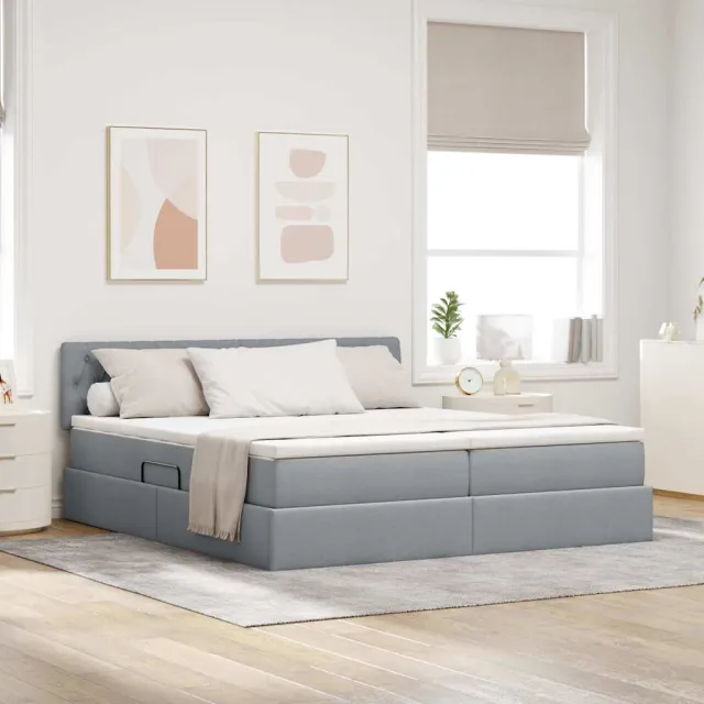 vidaXL Opslag bed met matras Lichtgrijs 200 x 200 cm Nep Leer