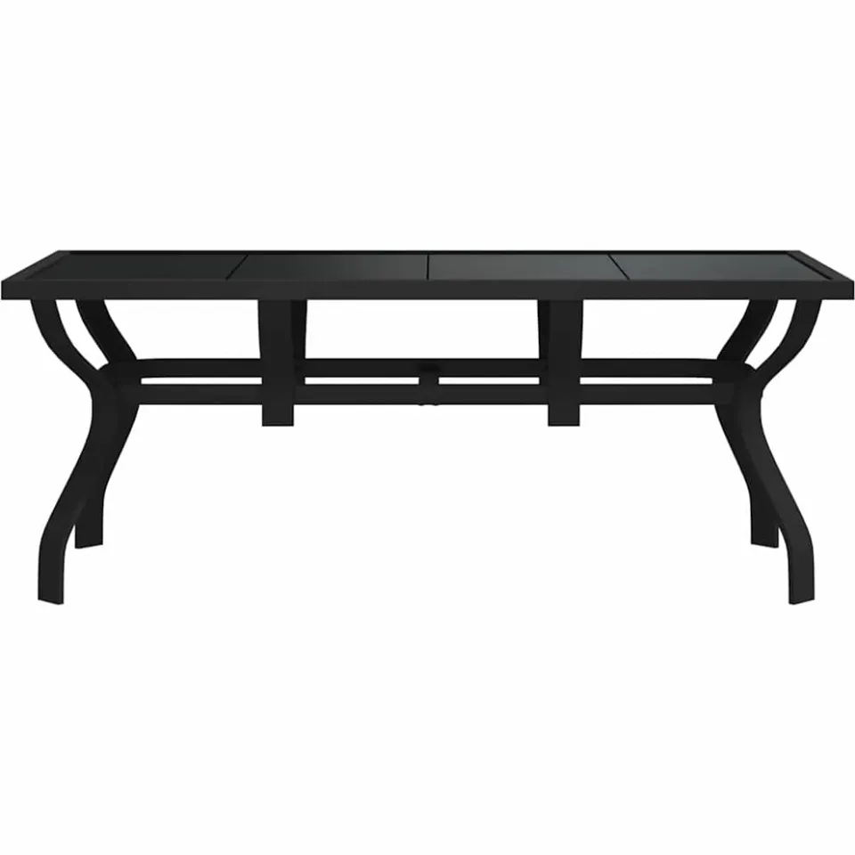 vidaXL Tuintafel 180x80x70 cm staal en glas zwart