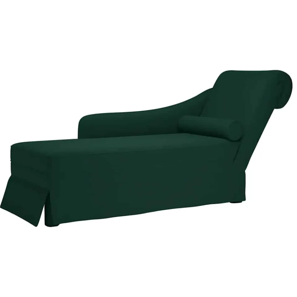 vidaXL Chaise longue met bolster&rechterarmleuning fluweel donkergroen groen, foto 4