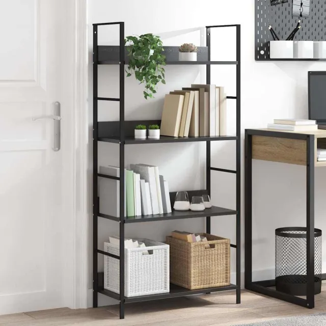vidaXL Boekenkast met 4 schappen 60x27,6x90,5 cm bewerkt hout zwart, foto 2