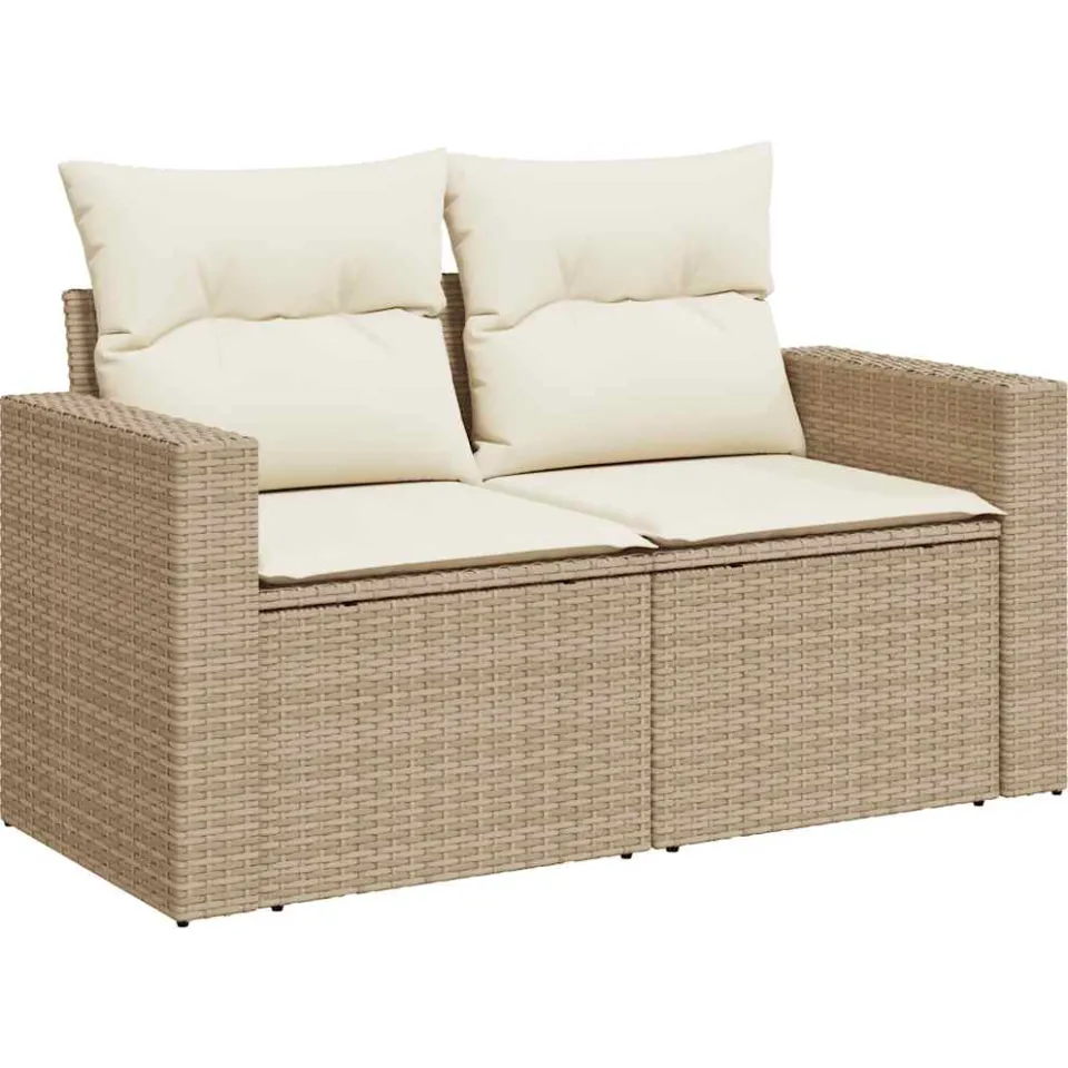 vidaXL 7-delige Loungeset met kussens poly rattan beige