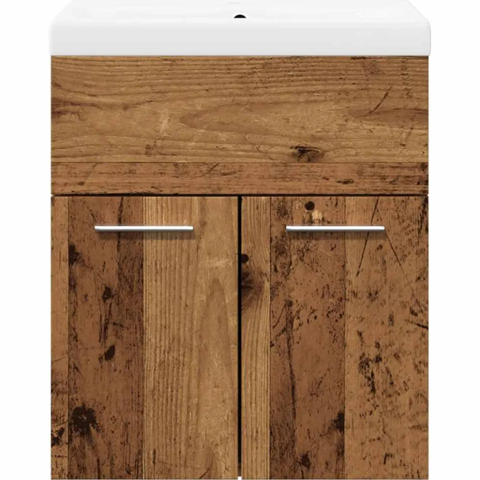 vidaXL 2-delige Badkamermeubelset bewerkt hout oud houtkleurig bruin, foto 3