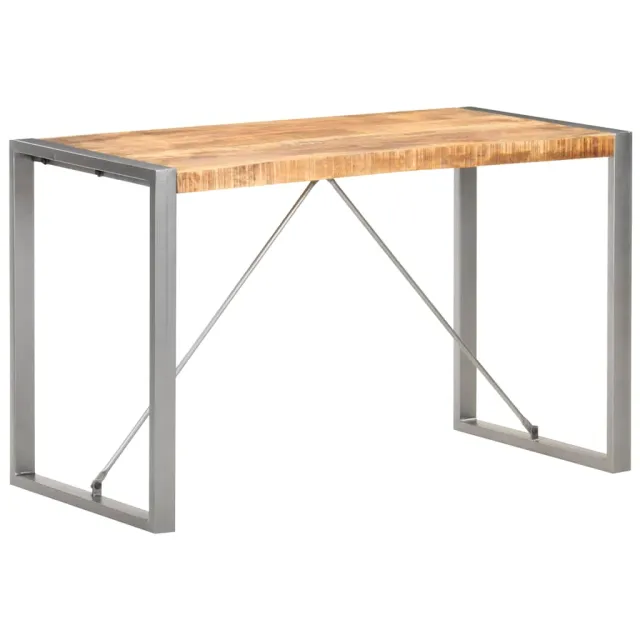 vidaXL Eettafel 120x60x75 cm massief ruw mangohout Bruin