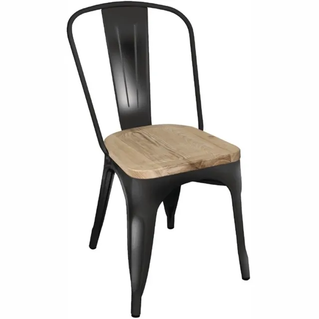 Bolero Stalen Stoelen Met Houten Zitting Zwart (4 Stuks) - Bolero GG707 - Horeca & Professioneel Bruin; Zwart