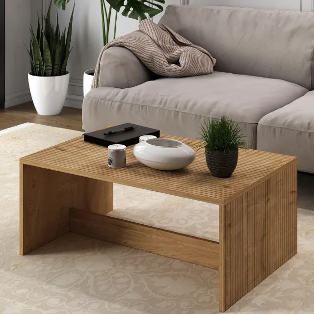 Skye Decor , Salontafel, Lenna - Sapphire Oak, Gemelamineerde spaanplaat, Saffier eiken, 90 x 60 x 41,4 cm Saffier Eikenhout
