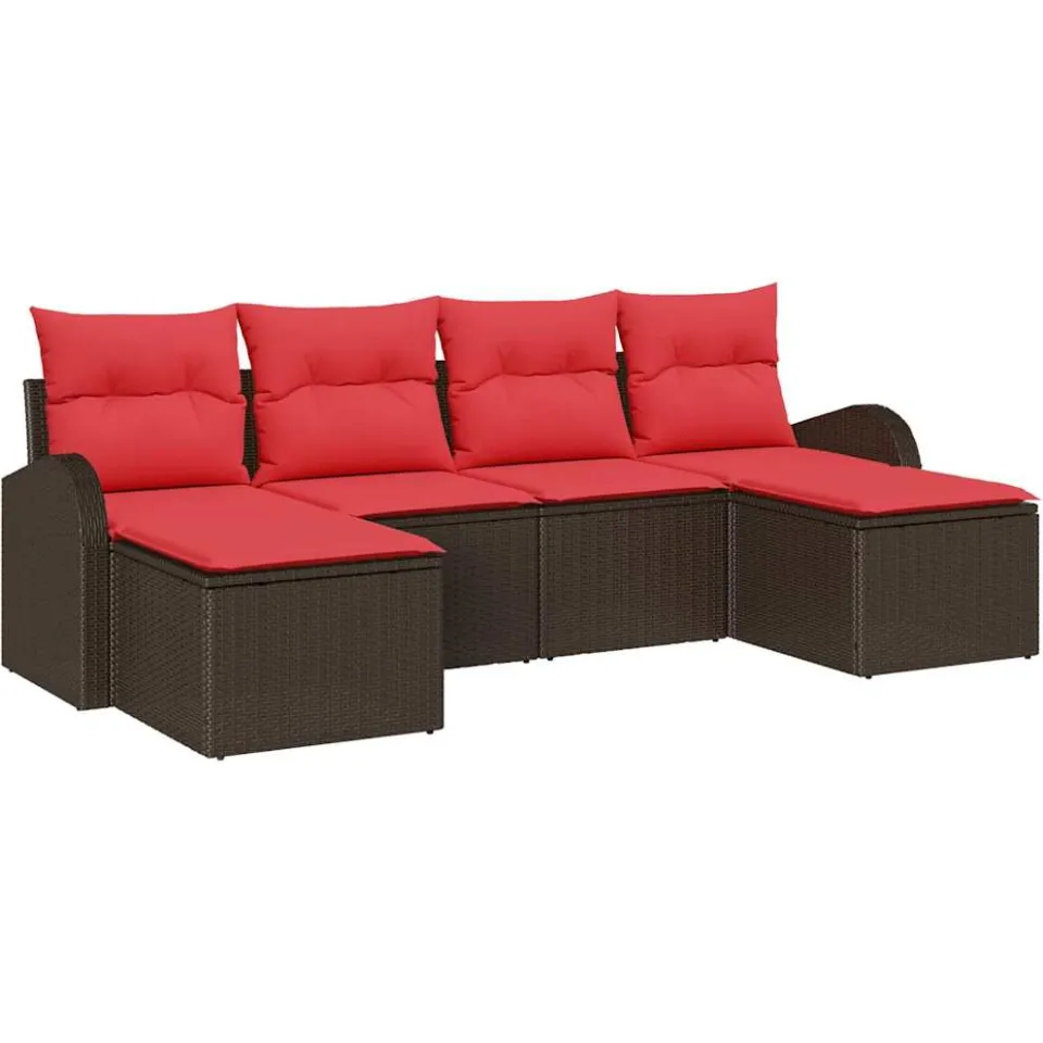 vidaXL Tuin Sofa Set 6 st Bruin [Synthetisch]: Poly Rattan