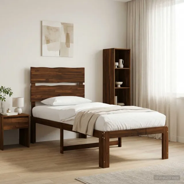 vidaXL Eenpersoonsbed met hoofdbord ROSTOCK Donkerbruin 75 x 190 cm bruin