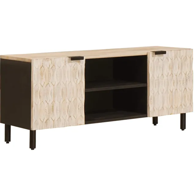 vidaXL TV-kast Witte Was Afwerking 105 x 33 x 46 cm Massief Mango Hout