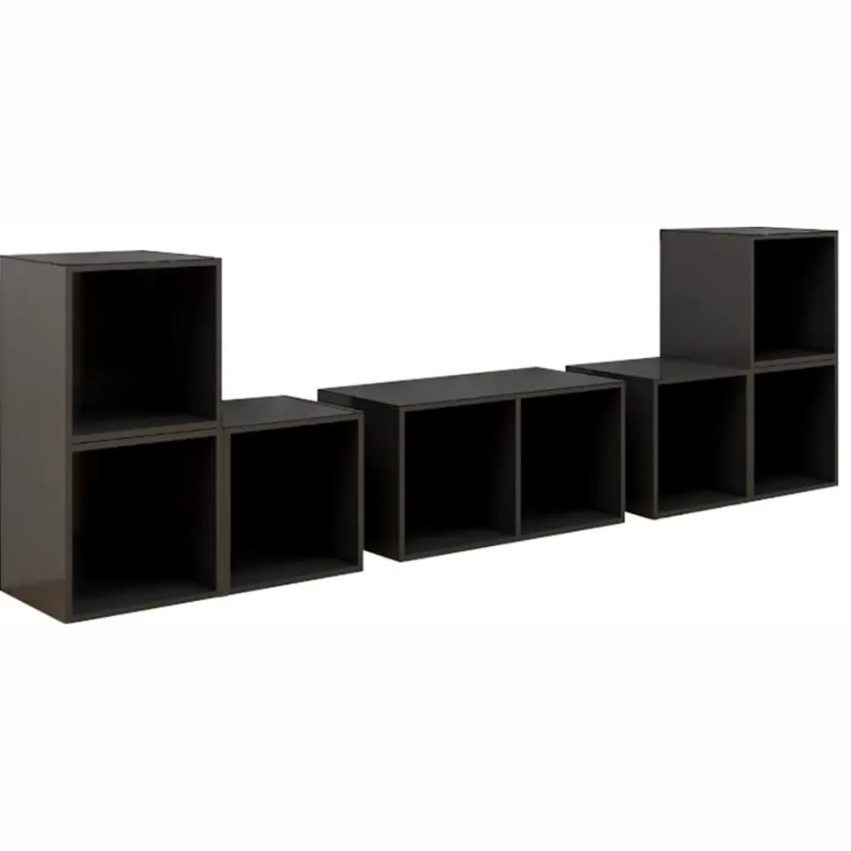 vidaXL 6-delige Tv-meubelset bewerkt hout hoogglans grijs, foto 3