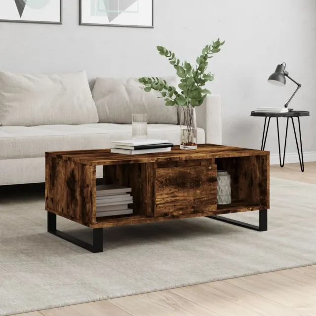 vidaXL Salontafel 90x50x36,5 cm bewerkt hout gerookt eikenkleurig Bruin