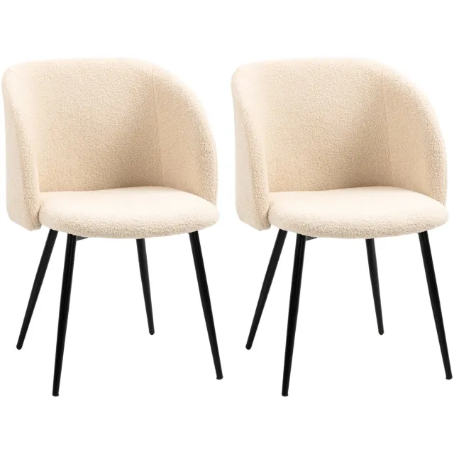 Homcom Eetkamerstoel-Polyester-55x62x80cm-Beige