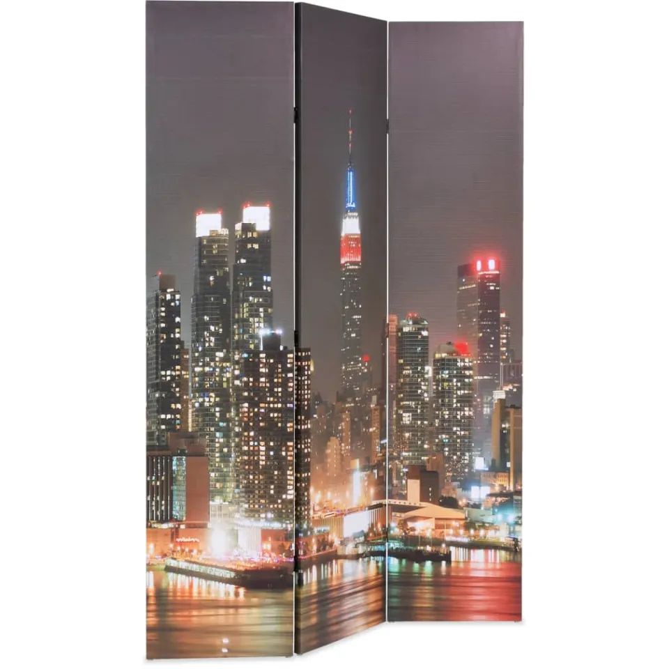 vidaXL Kamerscherm inklapbaar New York bij nacht 120x170 cm meerkleurig, foto 2