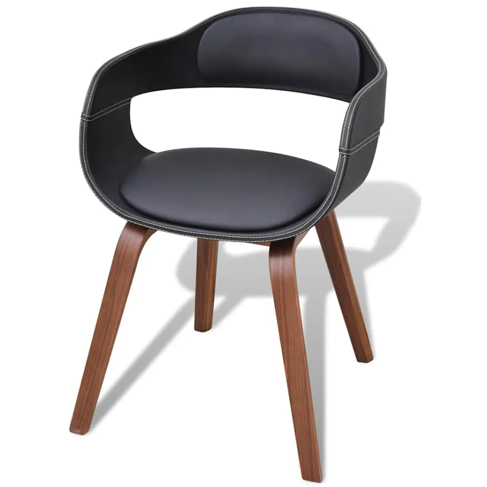 vidaXL Eetkamerstoelen 6 st gebogen hout en kunstleer zwart, foto 2