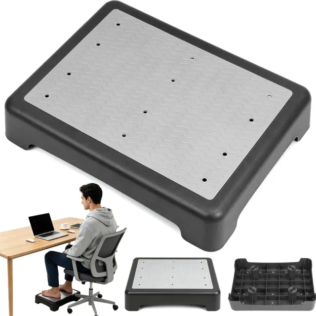 Bedee Ergonomische Voetensteun - Voetensteun Bureau - Voetenbankje Ergonomisch - Bureau Accessoires - Golfstructuur - Voetdrukverlagend - Antislip & Stabiel - Office Voetenbank - Onder Bureau & Studie - Voor Kantoor & Thuis & Studie - Zwart / Grijs