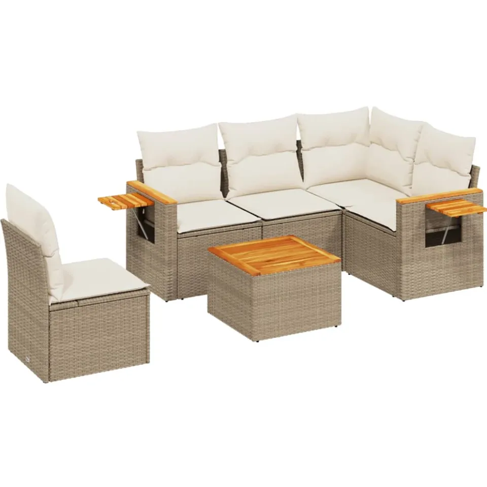vidaXL Patio Sofa Set 5-zits Beige and Cream