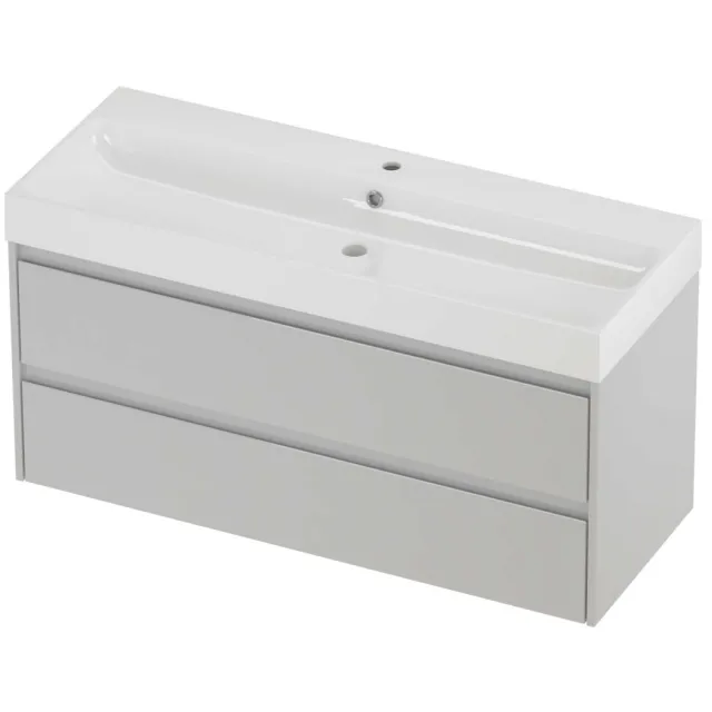 Proline Podium Badmeubelset Polystone Loft 1 Kraangat 120x46x62 cm Glans Wit Glans Wit