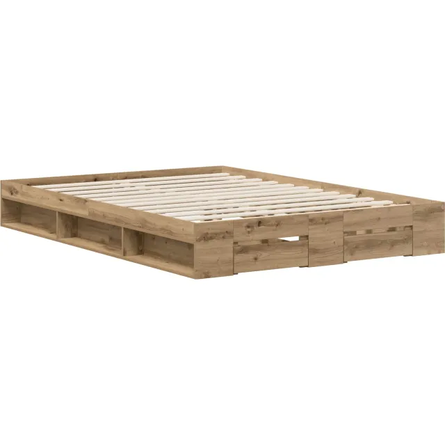 vidaXL Bedframe 2 st Artisanaal eiken 120 x 200 cm Bewerkt hout Bruin