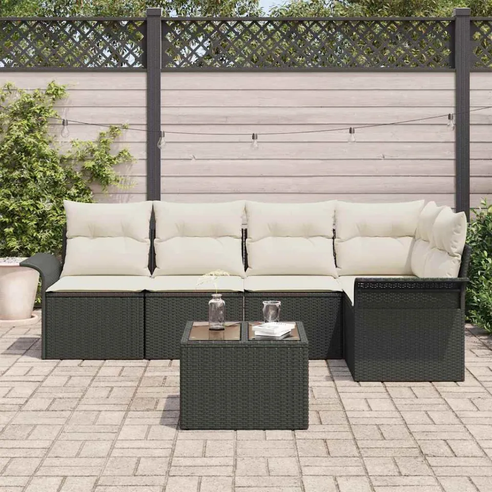 vidaXL Tuin Sofa Set 6 st Zwart poly rattan, foto 3