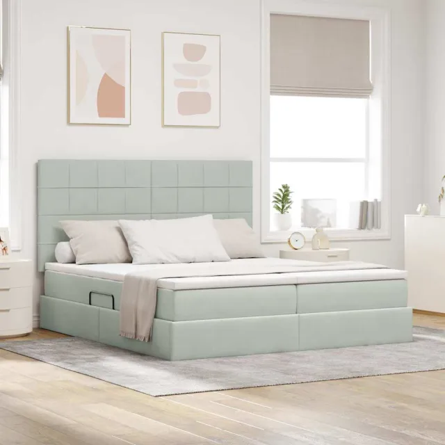 vidaXL Opslag bed Lichtgrijs 180 x 200 cm Fluweel