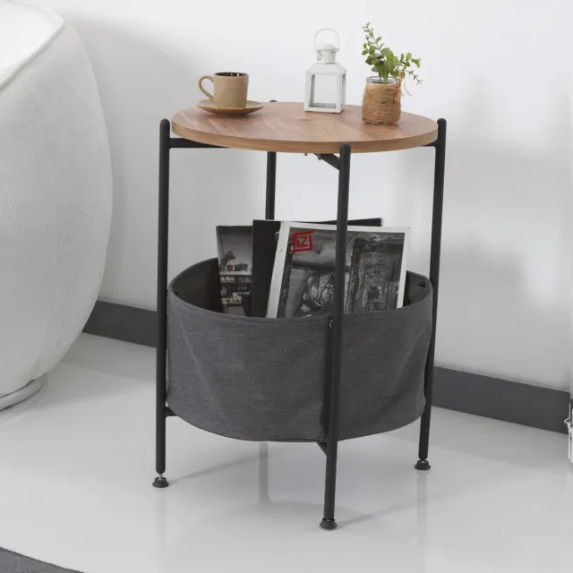 en.casa Bijzettafel Suonenjoki 59x47cm zwart en walnootkleurig