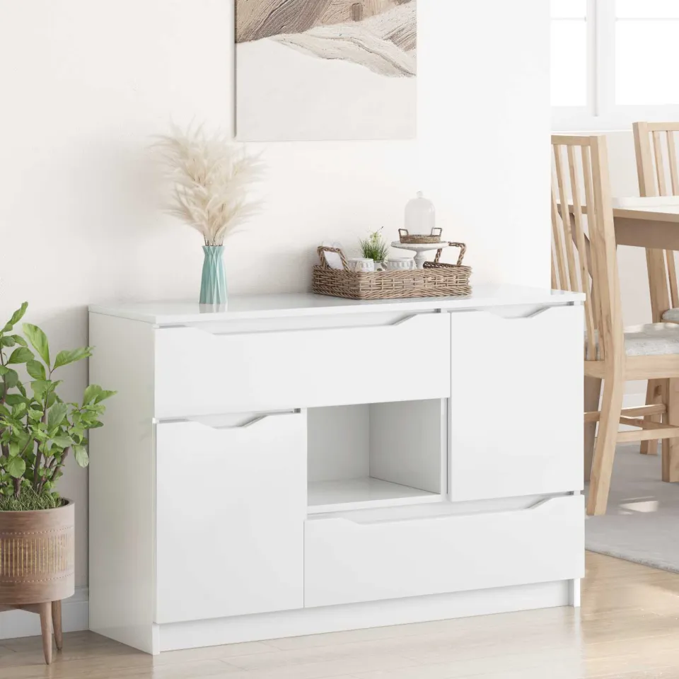 vidaXL Dressoir Hoogglans wit 100 x 30 x 65,6 Bewerkt hout, foto 3