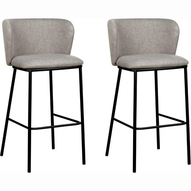 Beliani MINA - Barkruk set van 2 - Grijs - Polyester