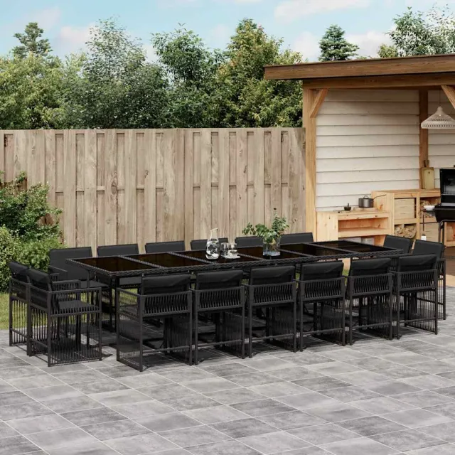 vidaXL 17-delige Tuinset met kussens poly rattan zwart, foto 2