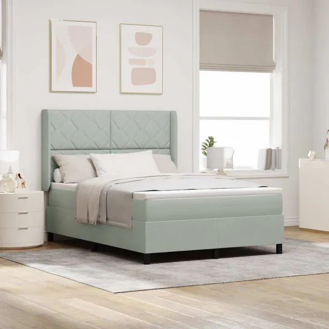 vidaXL Boxspringbed met hoofdeinde Lichtgrijs 160 x 200 cm Fluweel