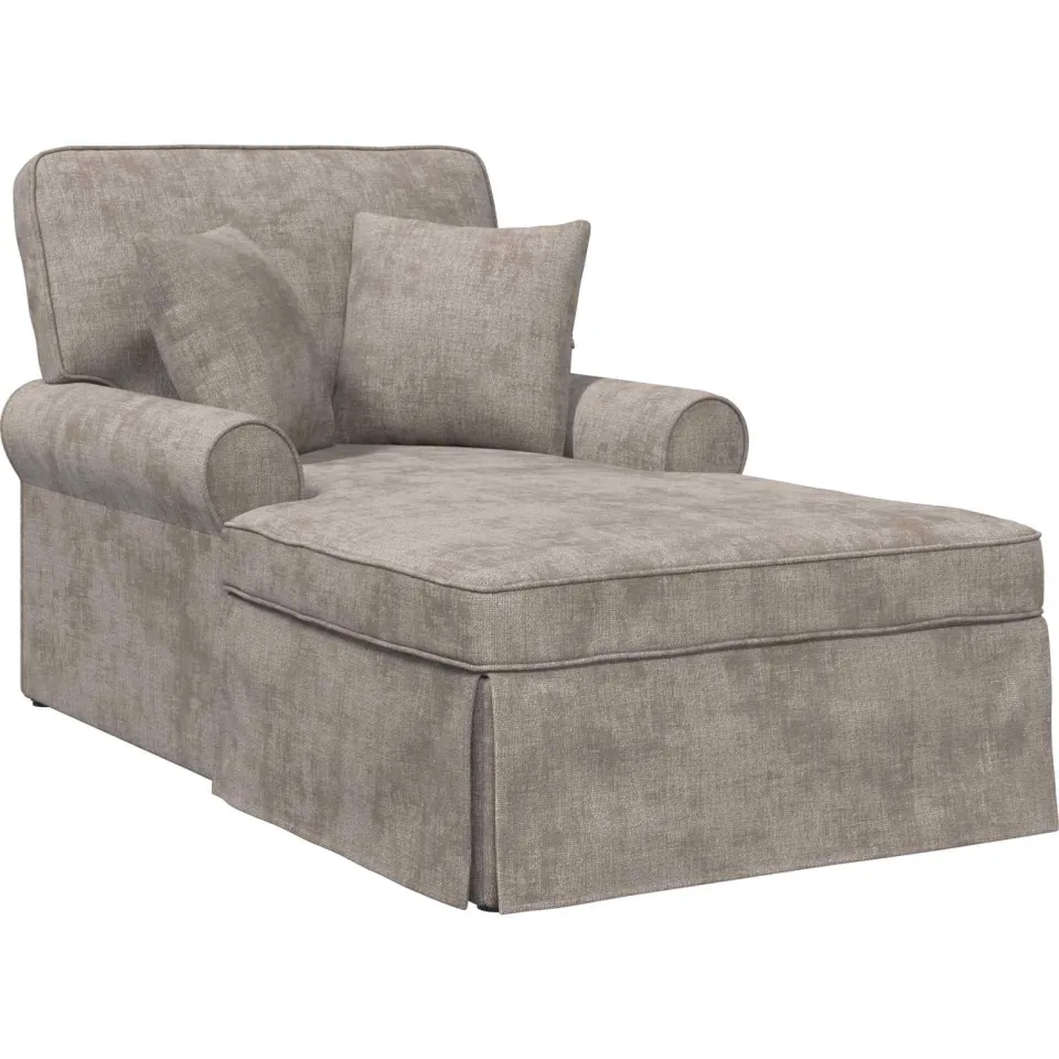 vidaXL Chaise Lounge met Rok met kussen Zand 157 x 91 x 91 cm ARES Beige