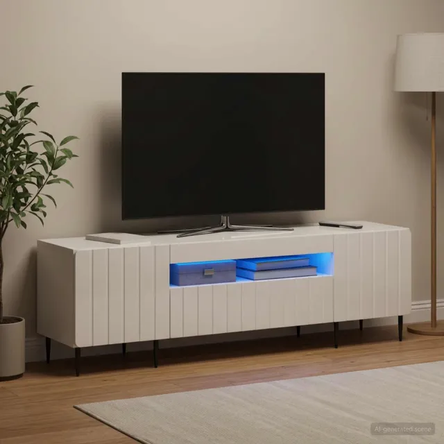 vidaXL LED tv-meubel ZWOLLE 153 x 35 x 43 cm Hoogglans Wit