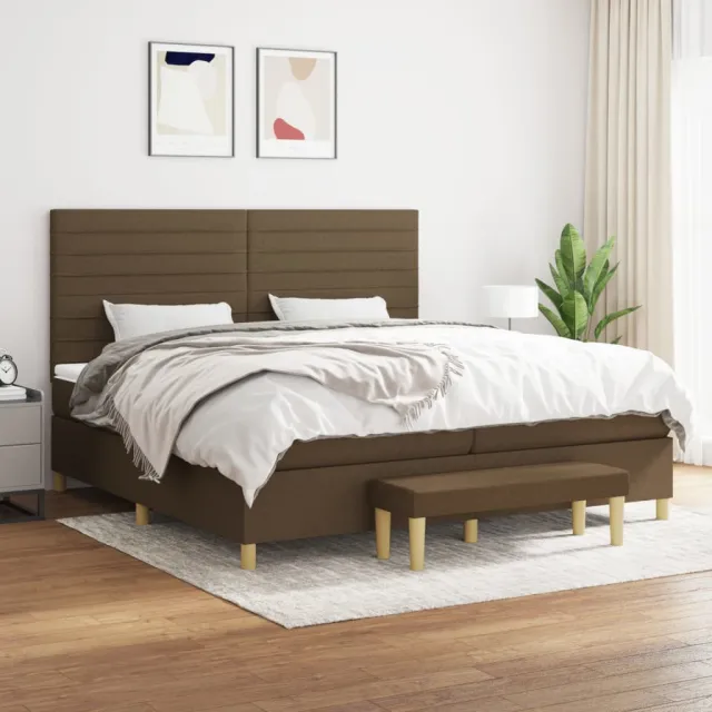vidaXL Boxspring met matras stof donkerbruin 200x200 cm bruin
