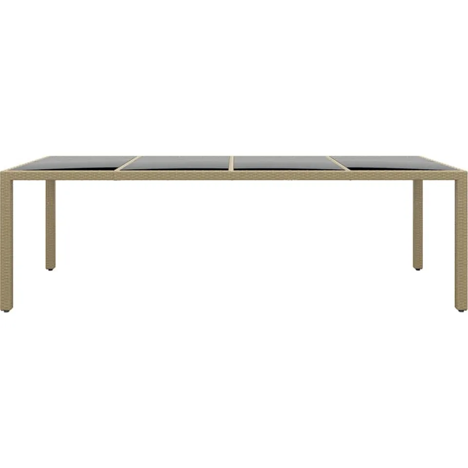 vidaXL Tuintafel met glazen blad poly rattan beige