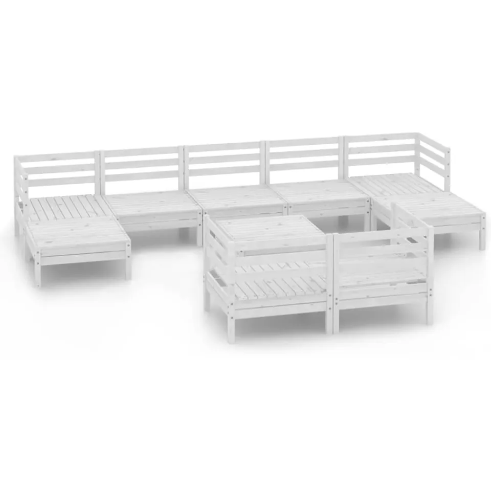 vidaXL 10-delige Loungeset massief grenenhout wit, foto 3