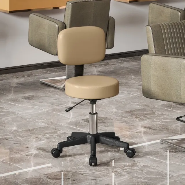 STILVORA Bureaukruk 72-84 Cm - In Hoogte Verstelbaar En 360 Graden Draaibaar Met Rugleuning - Voor Kantoor En Salon - Kunstleer - Bruin