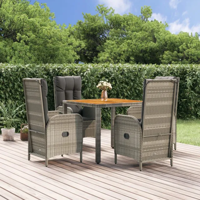 vidaXL 5-delige Tuinset met kussens poly rattan grijs, foto 2