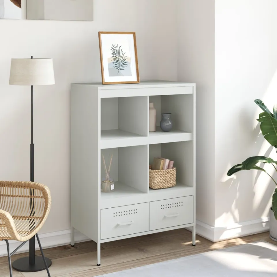 vidaXL Hoge kast 68x39x101,5 cm staal wit, foto 3