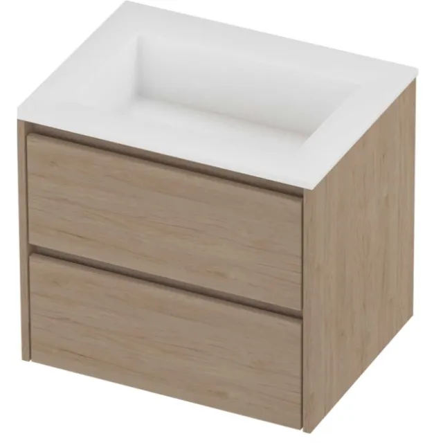 Proline Aristo Badmeubelset Polystone Elegant 60x46x54 cm Mat White Ideal Oak Eiken