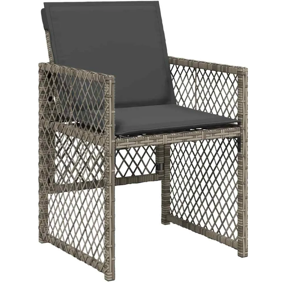 vidaXL 15-delige Tuinset met kussens poly rattan grijs