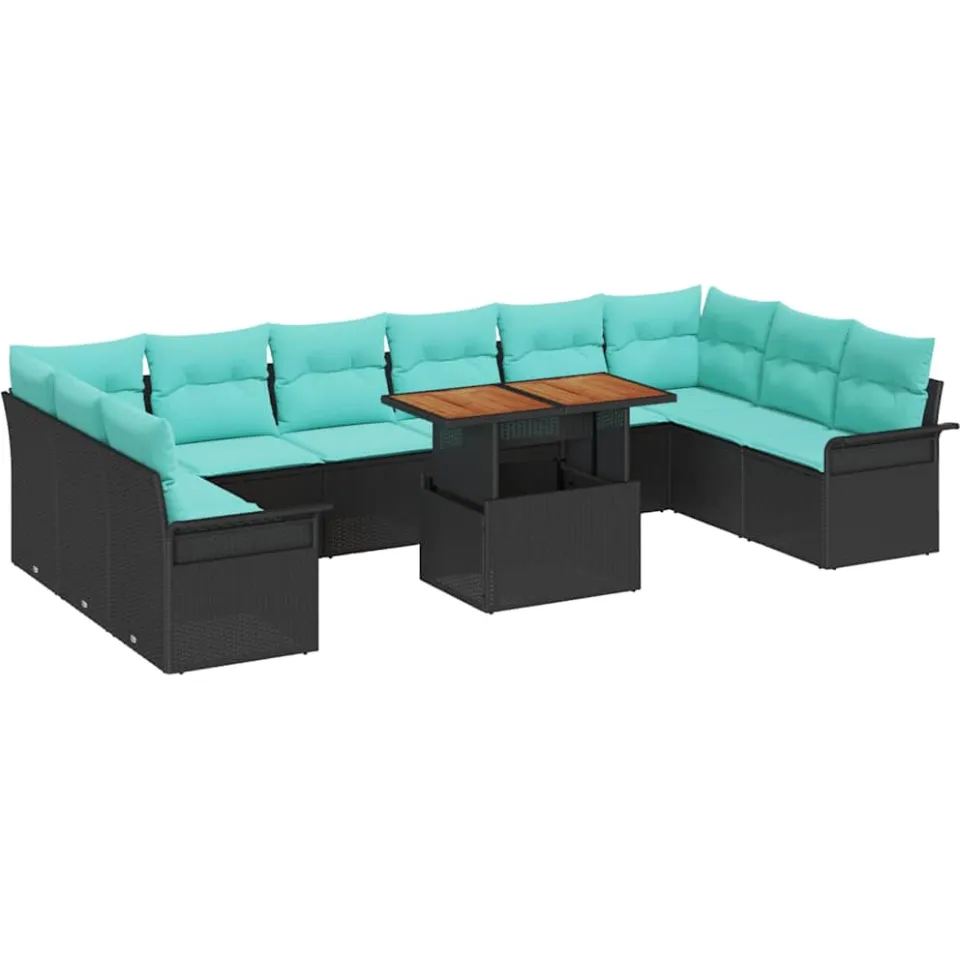 vidaXL Tuin Sofa Set 9 st Zwart Poly riet