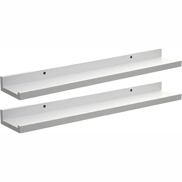 5Five® Five foto wandplank Fixy - 2x - wit - eiken hout look - 58 x 10 x 4 cm
