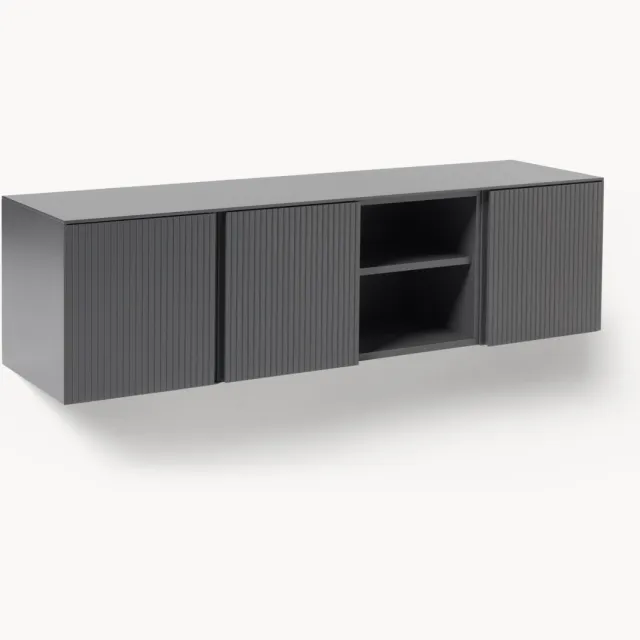 Westwing Collection Wandmeubel Shea met geribde voorkant Grijs