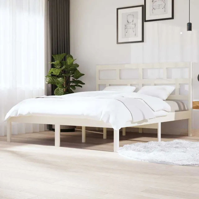 vidaXL Bedframe massief grenenhout wit 160x200 cm