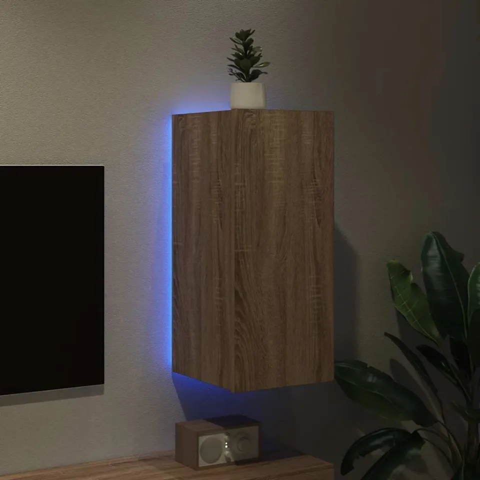 vidaXL Tv-wandmeubel met LED-verlichting 30,5x35x70 cm sonoma eiken, foto 2