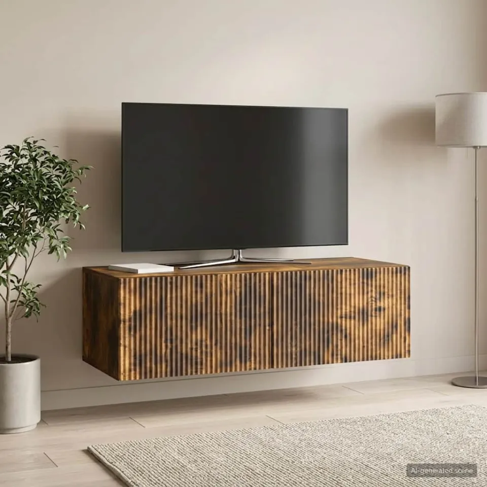 vidaXL Wandbeugel TV-kast 98 x 41 x 30 cm Gerookt eiken Bewerkt hout, foto 4