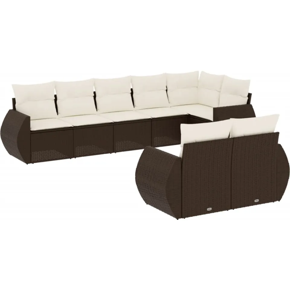 vidaXL 8-delige Loungeset met kussens poly rattan bruin, foto 3