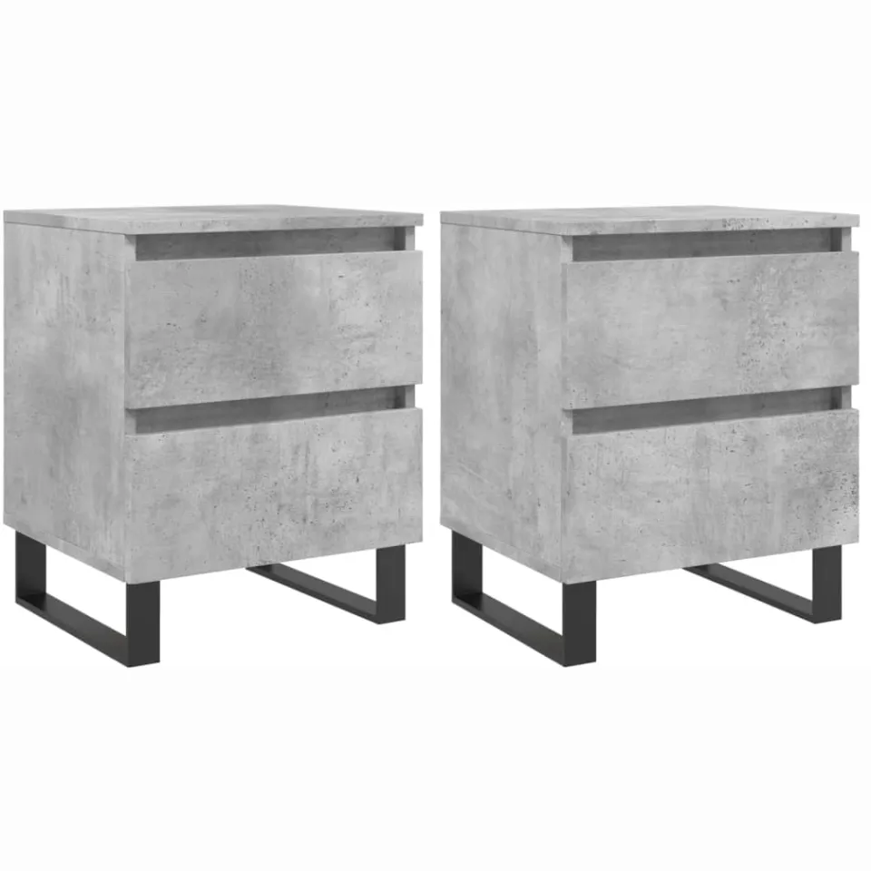 vidaXL Nachtkastjes 2 st 40x35x50 cm bewerkt hout betongrijs grijs, foto 3