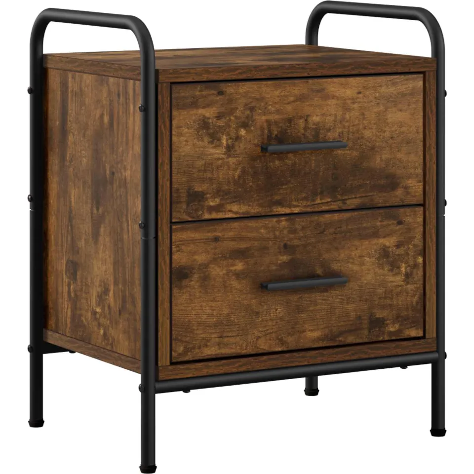 vidaXL Nachtkastje 2 st Gerookt eiken 40 x 30 x 50 cm Bewerkt hout Bruin
