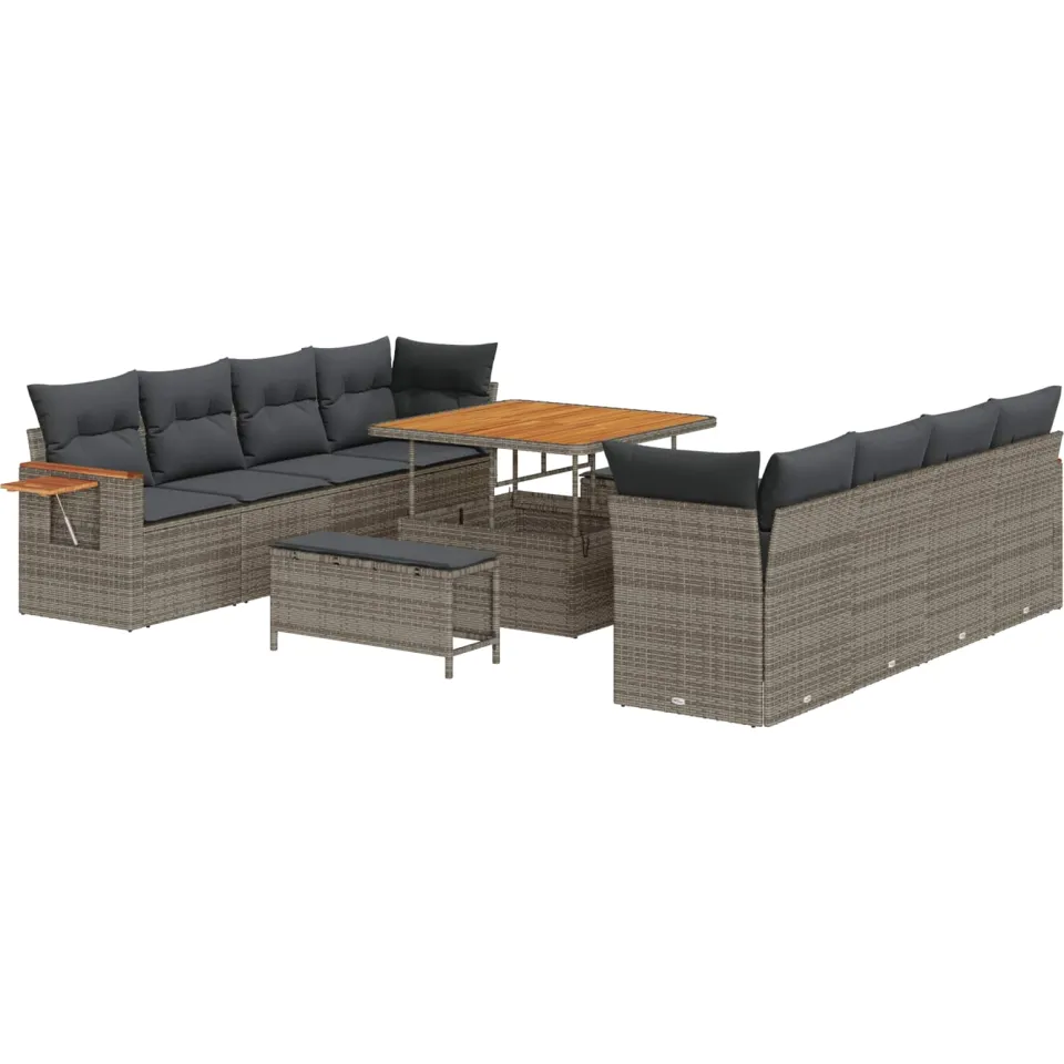 vidaXL Tuinbankenset 11 st Grijs poly rattan, foto 3